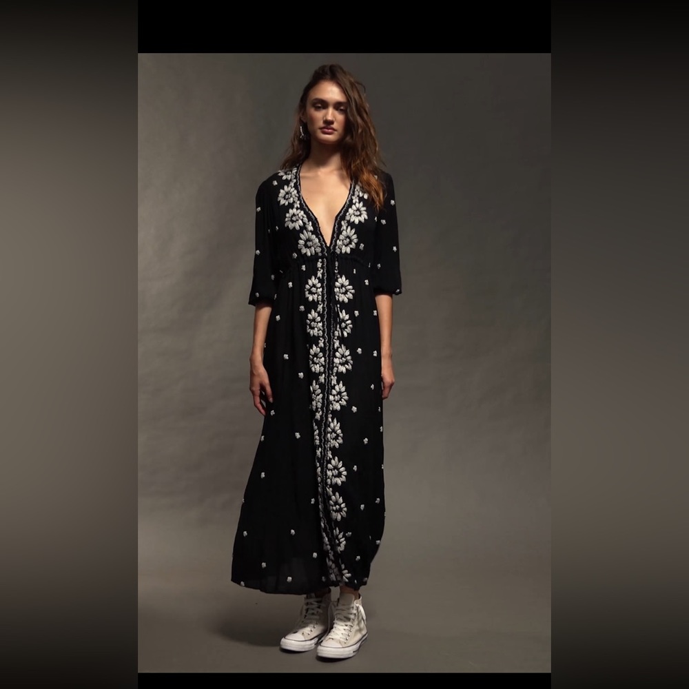 Free People Embroidered Fable Midi Dress
